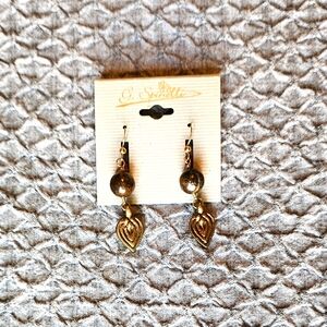 Bronze and Gold Earrings Hook Back